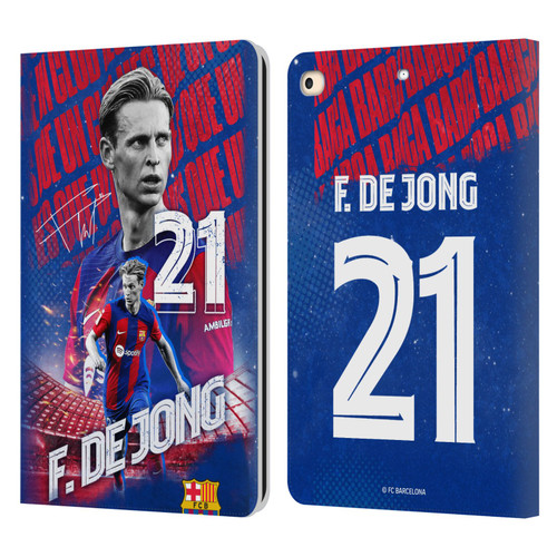 FC Barcelona 2023/24 First Team Frenkie de Jong Leather Book Wallet Case Cover For Apple iPad 9.7 2017 / iPad 9.7 2018