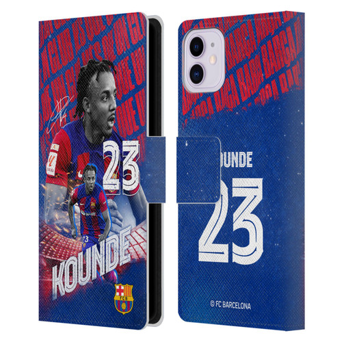 FC Barcelona 2023/24 First Team Jules Koundé Leather Book Wallet Case Cover For Apple iPhone 11