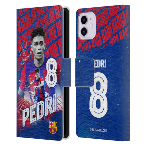 FC Barcelona 2023/24 First Team Pedri Leather Book Wallet Case Cover For Apple iPhone 11