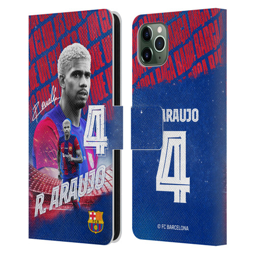FC Barcelona 2023/24 First Team Ronald Araújo Leather Book Wallet Case Cover For Apple iPhone 11 Pro Max