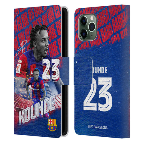 FC Barcelona 2023/24 First Team Jules Koundé Leather Book Wallet Case Cover For Apple iPhone 11 Pro