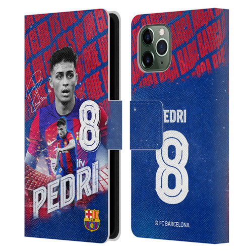 FC Barcelona 2023/24 First Team Pedri Leather Book Wallet Case Cover For Apple iPhone 11 Pro