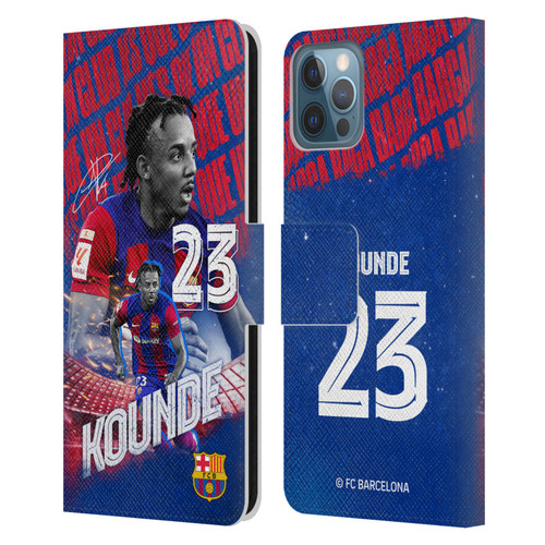 FC Barcelona 2023/24 First Team Jules Koundé Leather Book Wallet Case Cover For Apple iPhone 12 / iPhone 12 Pro