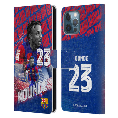 FC Barcelona 2023/24 First Team Jules Koundé Leather Book Wallet Case Cover For Apple iPhone 12 Pro Max