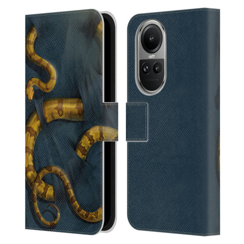 Vincent Hie Animals Snake Leather Book Wallet Case Cover For OPPO Reno10 5G / Reno10 Pro 5G
