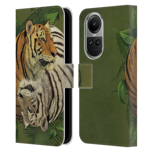 Vincent Hie Animals Tiger Yin Yang Leather Book Wallet Case Cover For OPPO Reno10 5G / Reno10 Pro 5G
