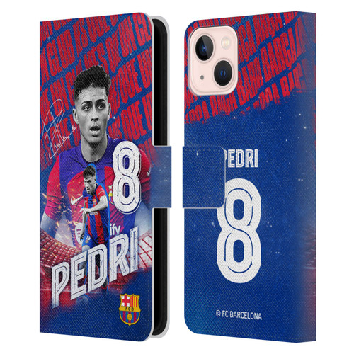 FC Barcelona 2023/24 First Team Pedri Leather Book Wallet Case Cover For Apple iPhone 13