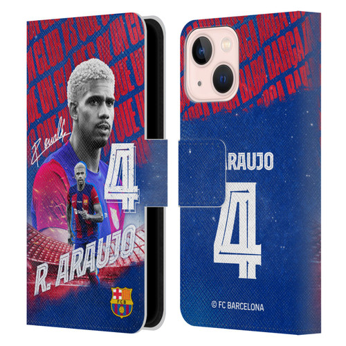 FC Barcelona 2023/24 First Team Ronald Araújo Leather Book Wallet Case Cover For Apple iPhone 13 Mini