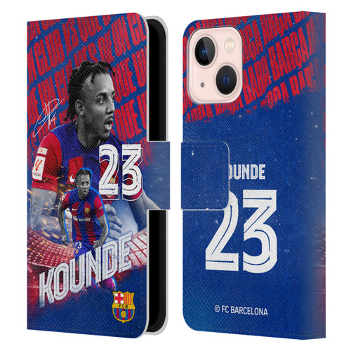 FC Barcelona 2023/24 First Team Jules Koundé Leather Book Wallet Case Cover For Apple iPhone 13 Mini