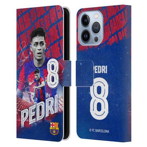 FC Barcelona 2023/24 First Team Pedri Leather Book Wallet Case Cover For Apple iPhone 13 Pro