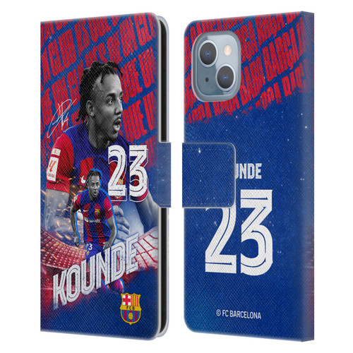 FC Barcelona 2023/24 First Team Jules Koundé Leather Book Wallet Case Cover For Apple iPhone 14