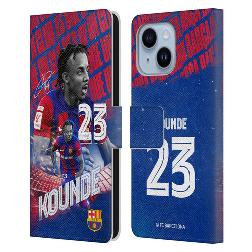 FC Barcelona 2023/24 First Team Jules Koundé Leather Book Wallet Case Cover For Apple iPhone 14 Plus