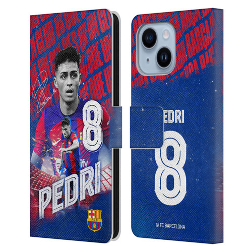 FC Barcelona 2023/24 First Team Pedri Leather Book Wallet Case Cover For Apple iPhone 14 Plus