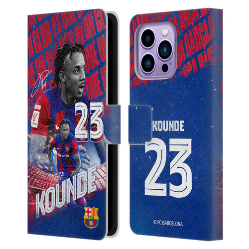 FC Barcelona 2023/24 First Team Jules Koundé Leather Book Wallet Case Cover For Apple iPhone 14 Pro Max