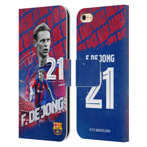 FC Barcelona 2023/24 First Team Frenkie de Jong Leather Book Wallet Case Cover For Apple iPhone 6 / iPhone 6s