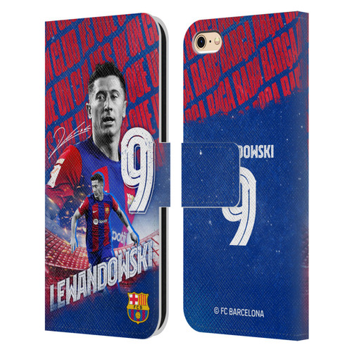 FC Barcelona 2023/24 First Team Robert Lewandowski Leather Book Wallet Case Cover For Apple iPhone 6 / iPhone 6s