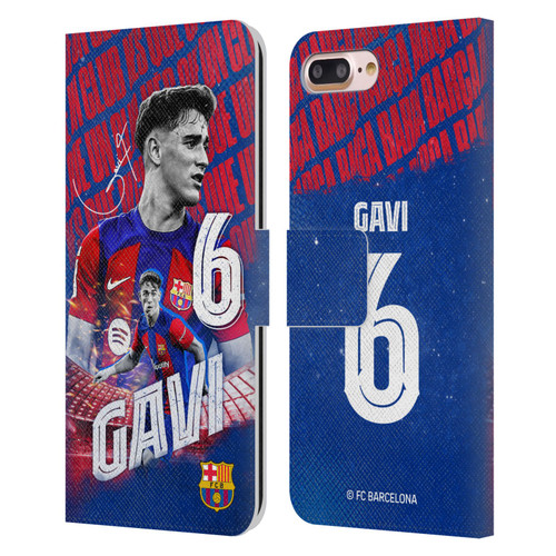 FC Barcelona 2023/24 First Team Gavi Leather Book Wallet Case Cover For Apple iPhone 7 Plus / iPhone 8 Plus