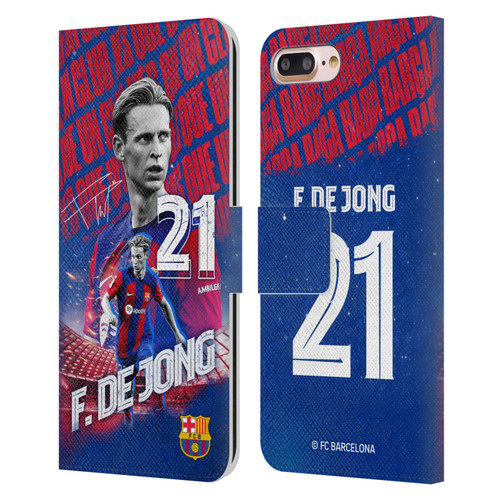 FC Barcelona 2023/24 First Team Frenkie de Jong Leather Book Wallet Case Cover For Apple iPhone 7 Plus / iPhone 8 Plus