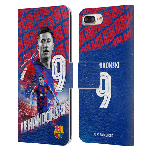 FC Barcelona 2023/24 First Team Robert Lewandowski Leather Book Wallet Case Cover For Apple iPhone 7 Plus / iPhone 8 Plus