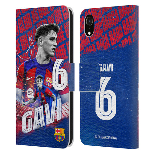 FC Barcelona 2023/24 First Team Gavi Leather Book Wallet Case Cover For Apple iPhone XR