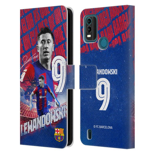 FC Barcelona 2023/24 First Team Robert Lewandowski Leather Book Wallet Case Cover For Nokia G11 Plus