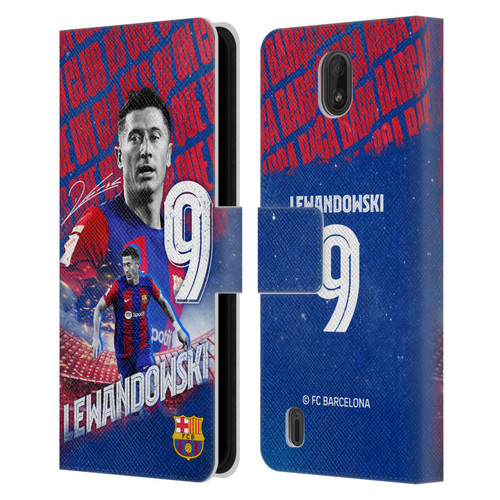 FC Barcelona 2023/24 First Team Robert Lewandowski Leather Book Wallet Case Cover For Nokia C01 Plus/C1 2nd Edition