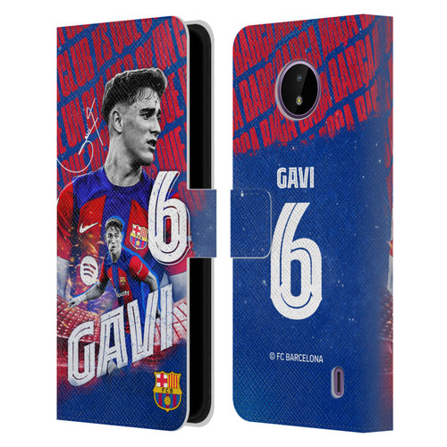 FC Barcelona 2023/24 First Team Gavi Leather Book Wallet Case Cover For Nokia C10 / C20