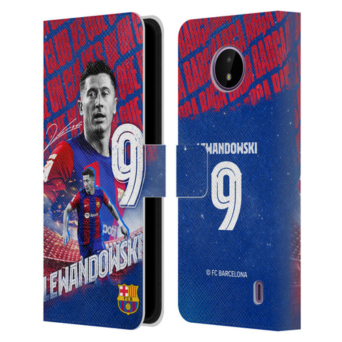 FC Barcelona 2023/24 First Team Robert Lewandowski Leather Book Wallet Case Cover For Nokia C10 / C20