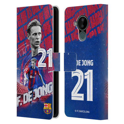 FC Barcelona 2023/24 First Team Frenkie de Jong Leather Book Wallet Case Cover For Nokia C30