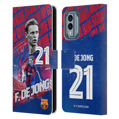 FC Barcelona 2023/24 First Team Frenkie de Jong Leather Book Wallet Case Cover For Nokia X30