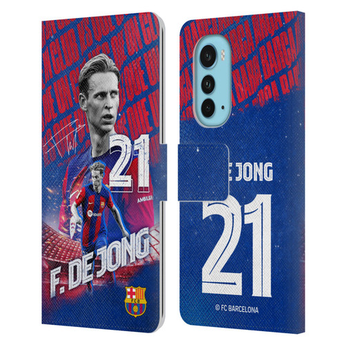 FC Barcelona 2023/24 First Team Frenkie de Jong Leather Book Wallet Case Cover For Motorola Edge (2022)