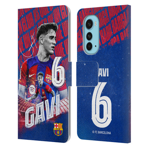 FC Barcelona 2023/24 First Team Gavi Leather Book Wallet Case Cover For Motorola Edge (2022)