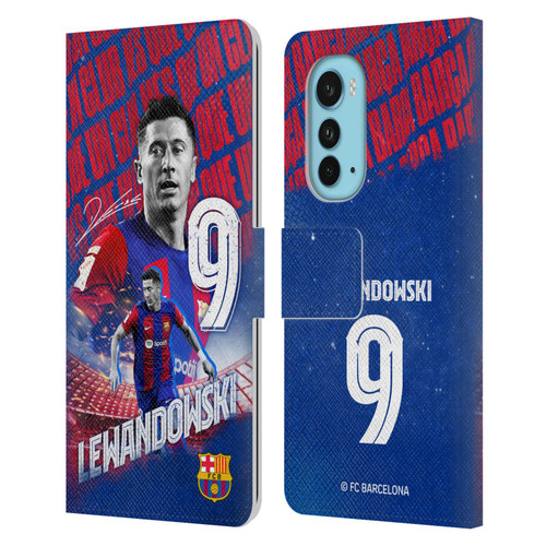 FC Barcelona 2023/24 First Team Robert Lewandowski Leather Book Wallet Case Cover For Motorola Edge (2022)