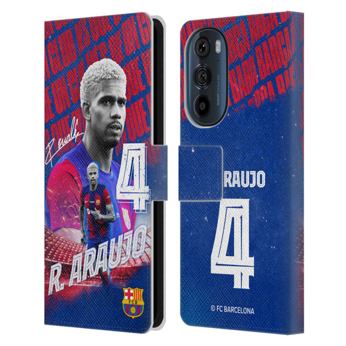 FC Barcelona 2023/24 First Team Ronald Araújo Leather Book Wallet Case Cover For Motorola Edge 30