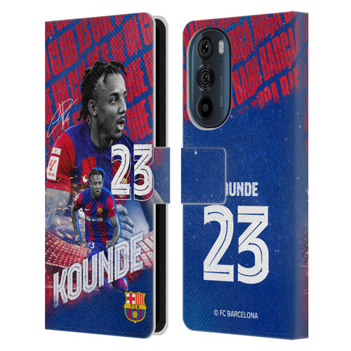 FC Barcelona 2023/24 First Team Jules Koundé Leather Book Wallet Case Cover For Motorola Edge 30