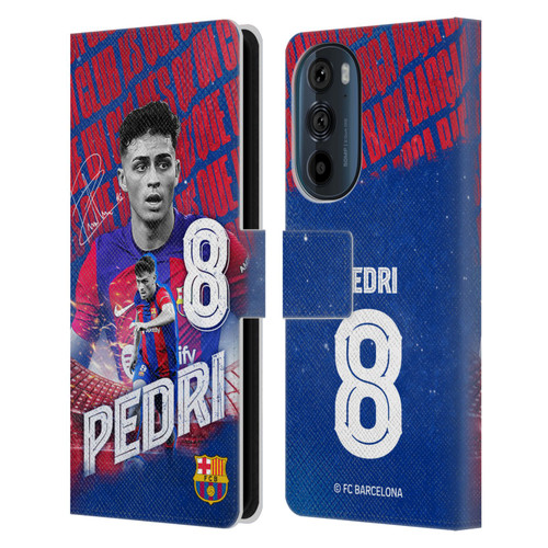 FC Barcelona 2023/24 First Team Pedri Leather Book Wallet Case Cover For Motorola Edge 30