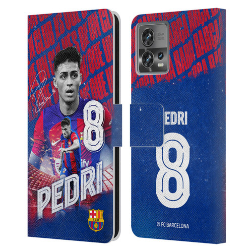 FC Barcelona 2023/24 First Team Pedri Leather Book Wallet Case Cover For Motorola Moto Edge 30 Fusion