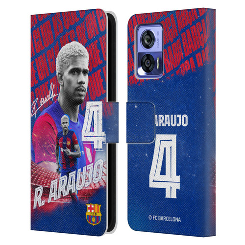 FC Barcelona 2023/24 First Team Ronald Araújo Leather Book Wallet Case Cover For Motorola Edge 30 Neo 5G