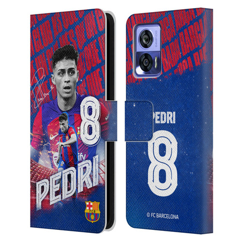 FC Barcelona 2023/24 First Team Pedri Leather Book Wallet Case Cover For Motorola Edge 30 Neo 5G