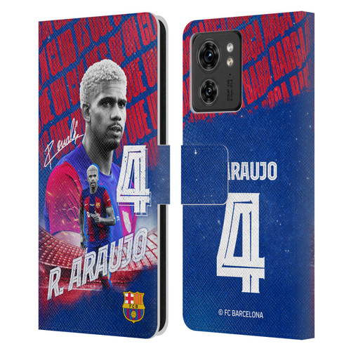 FC Barcelona 2023/24 First Team Ronald Araújo Leather Book Wallet Case Cover For Motorola Moto Edge 40