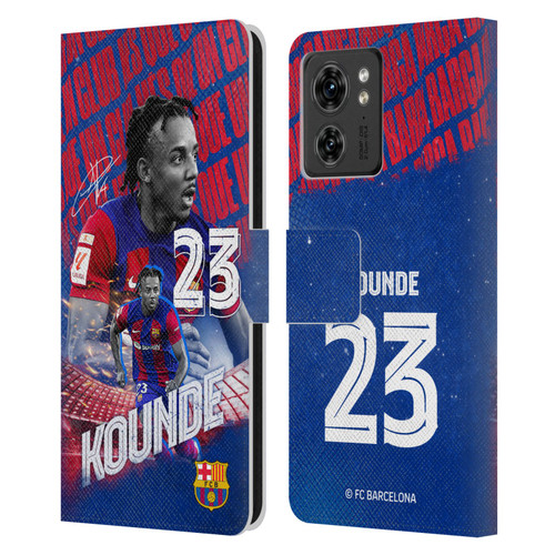 FC Barcelona 2023/24 First Team Jules Koundé Leather Book Wallet Case Cover For Motorola Moto Edge 40