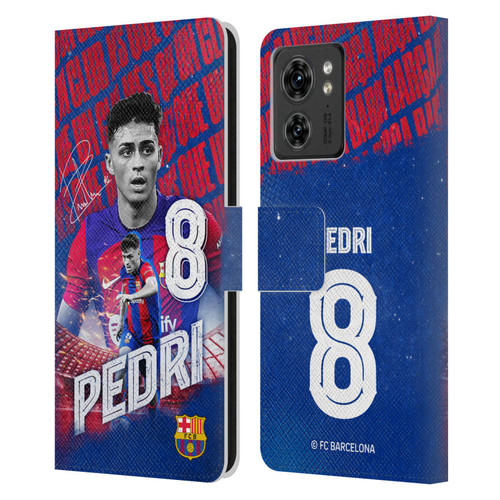 FC Barcelona 2023/24 First Team Pedri Leather Book Wallet Case Cover For Motorola Moto Edge 40