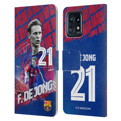 FC Barcelona 2023/24 First Team Frenkie de Jong Leather Book Wallet Case Cover For Motorola Moto Edge 40 Pro