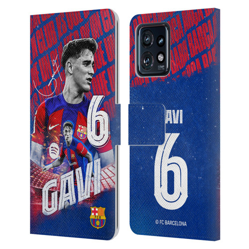 FC Barcelona 2023/24 First Team Gavi Leather Book Wallet Case Cover For Motorola Moto Edge 40 Pro