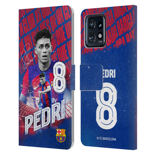 FC Barcelona 2023/24 First Team Pedri Leather Book Wallet Case Cover For Motorola Moto Edge 40 Pro