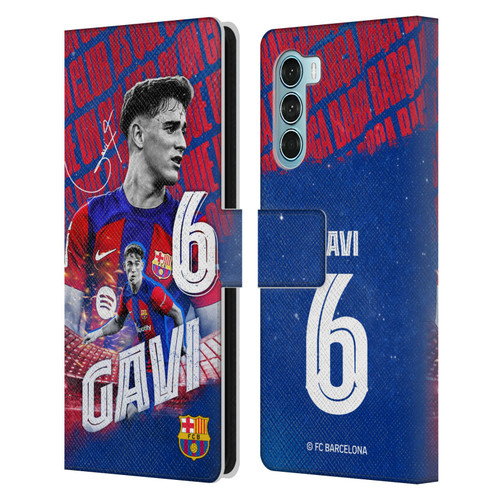 FC Barcelona 2023/24 First Team Gavi Leather Book Wallet Case Cover For Motorola Edge S30 / Moto G200 5G