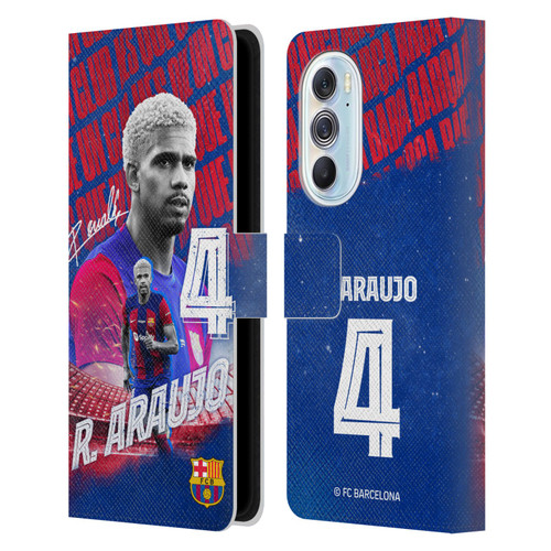 FC Barcelona 2023/24 First Team Ronald Araújo Leather Book Wallet Case Cover For Motorola Edge X30