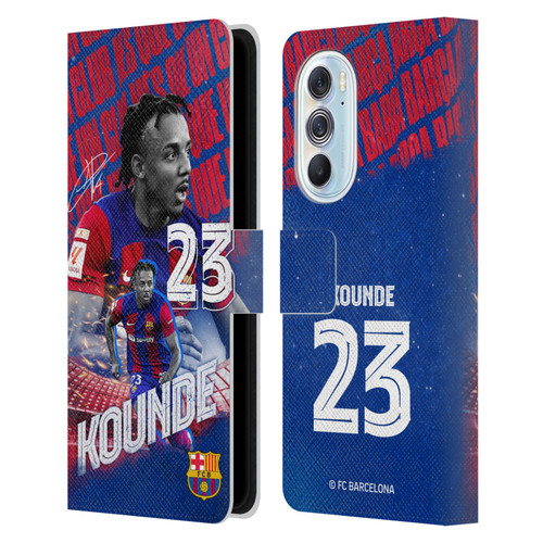 FC Barcelona 2023/24 First Team Jules Koundé Leather Book Wallet Case Cover For Motorola Edge X30