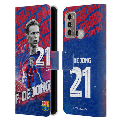 FC Barcelona 2023/24 First Team Frenkie de Jong Leather Book Wallet Case Cover For Motorola Moto G60 / Moto G40 Fusion