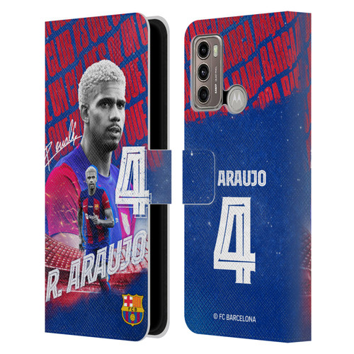 FC Barcelona 2023/24 First Team Ronald Araújo Leather Book Wallet Case Cover For Motorola Moto G60 / Moto G40 Fusion